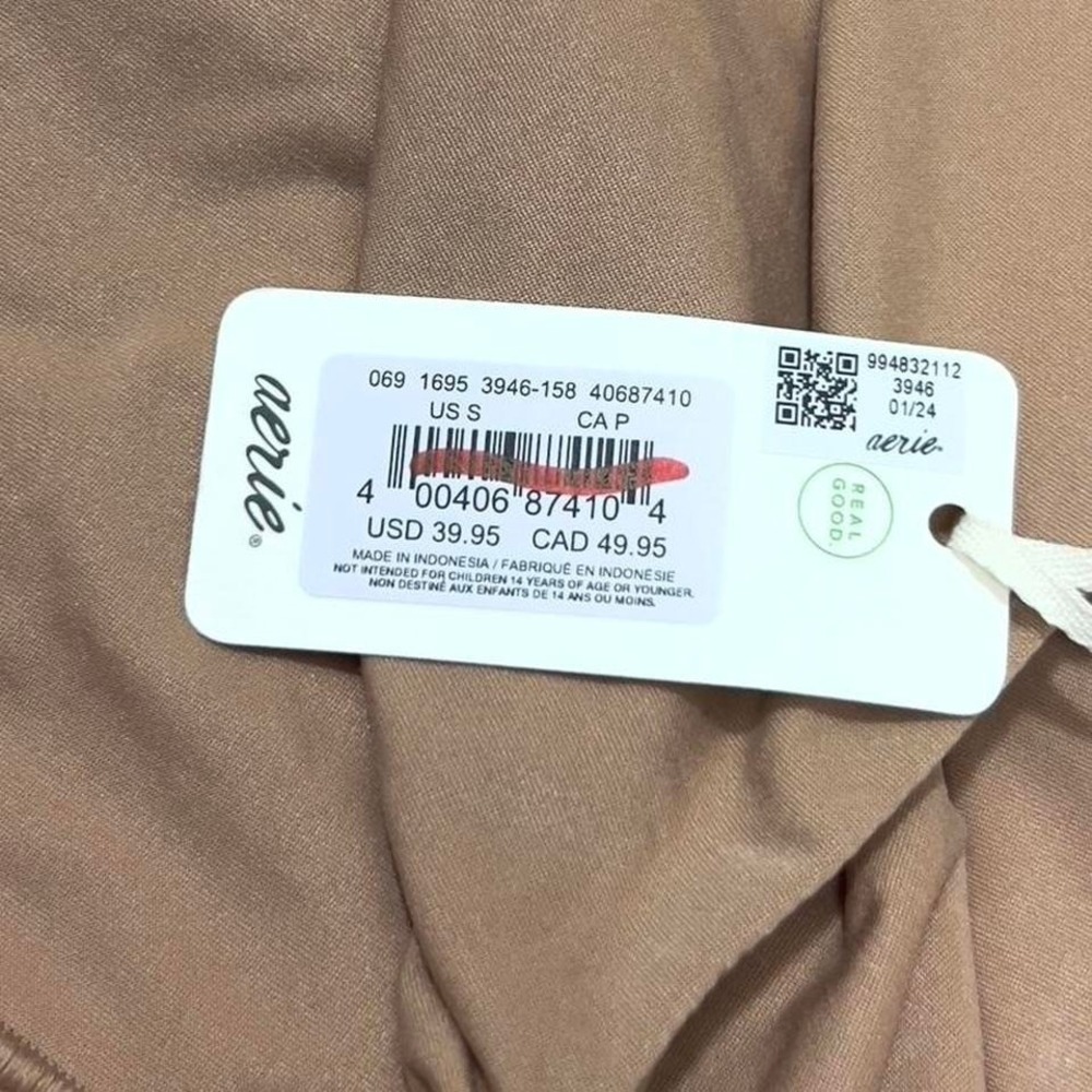 Aerie Smoothez Square Neck Bodysuit Tan Tank Style Womens Small Thong NWT - Picture 5 of 6